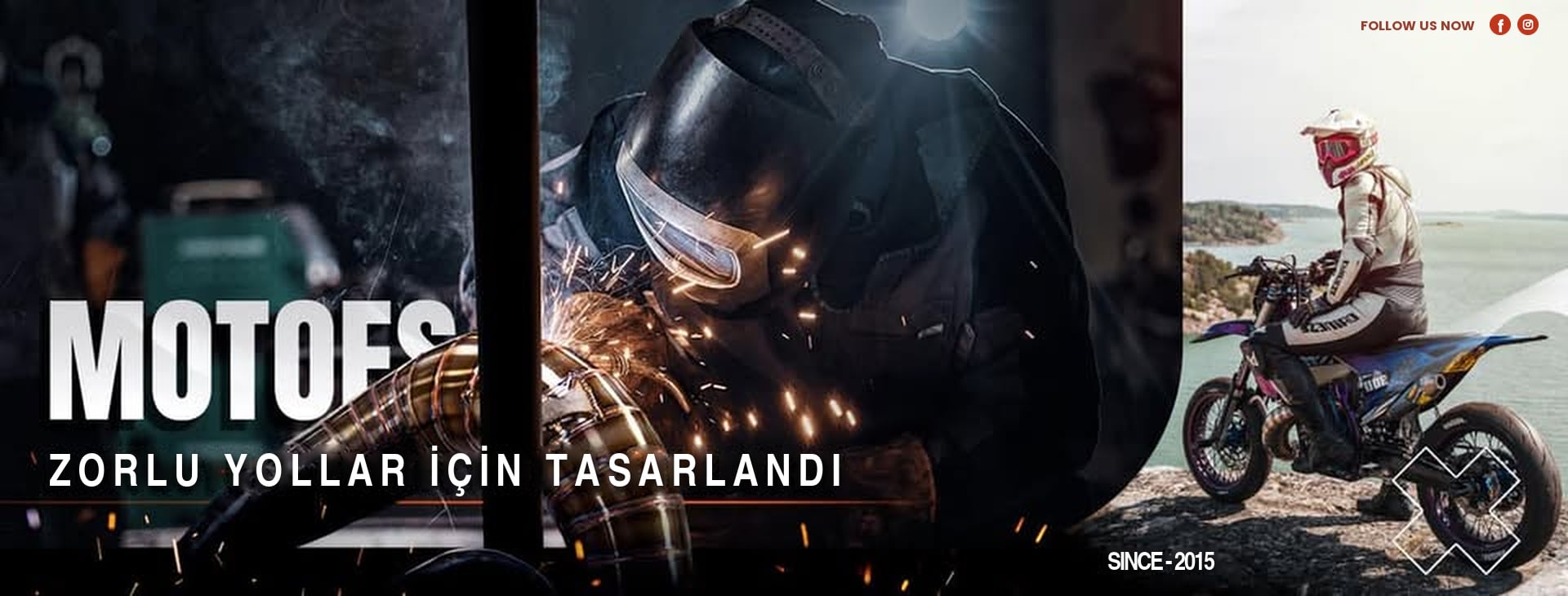 Motoes atölyesinde tork egzoz borusu kaynağı ve arazide enduro motosiklet