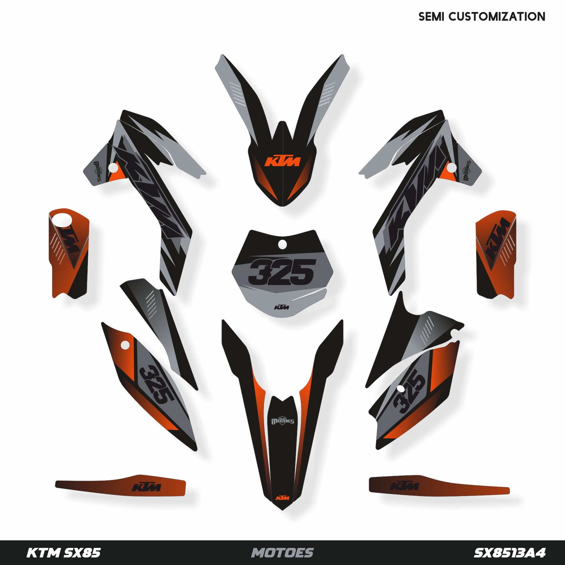 KTM SX85 Modeli Grafik Kiti SX65 2024-2026 - Standart Gloss