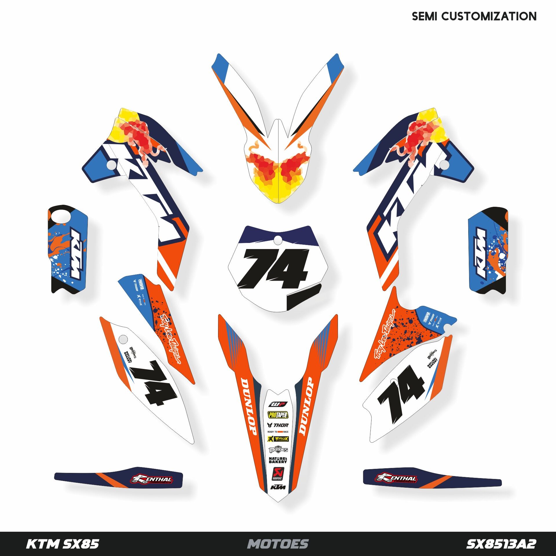 KTM SX85 Modeli Grafik Kiti SX50 2016-2023 - Standart Matte