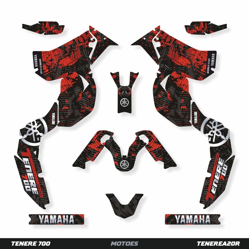 YAMAHA TENERE 700 İÇİN GRAFİK SETİ Tenere 700 World Raid - 2019 - Standart Gloss - #ff0000:RED