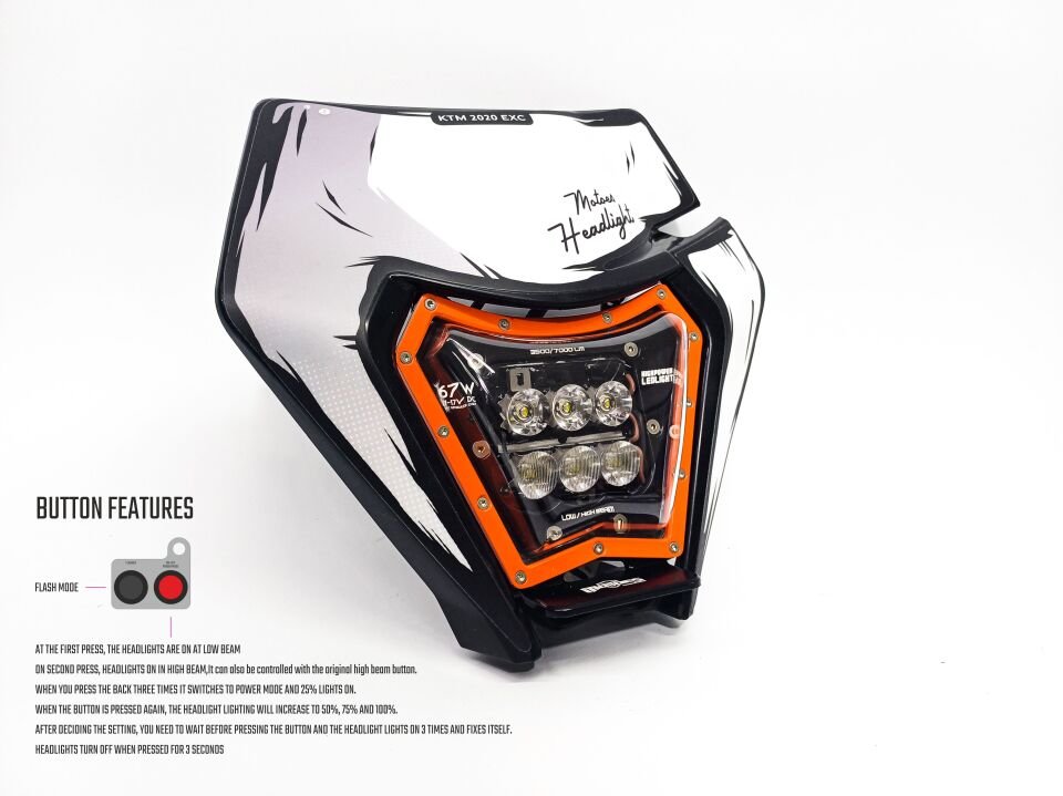 KTM 2014-2023 Motoes Highpower Led Far M6 Serisi BLACK