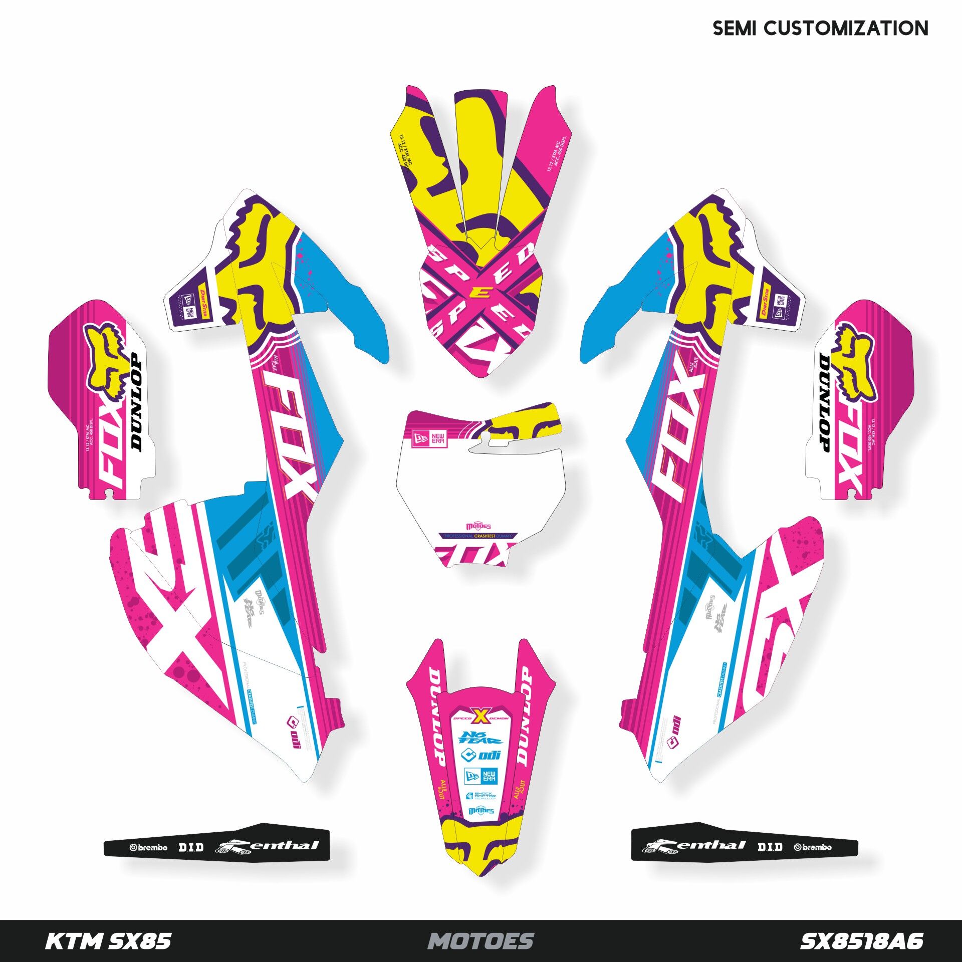 KTM SX85 Modeli İçin Grafik Kiti SX65 2024-2026 - Standart Matte