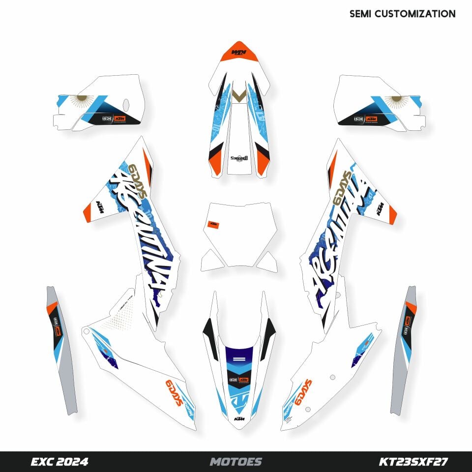 KTM Modelleri için Grafik Kiti - Argentine Edge EXC/EXC-F/XCW/XCW-F 2026 - Standart Parlaklık