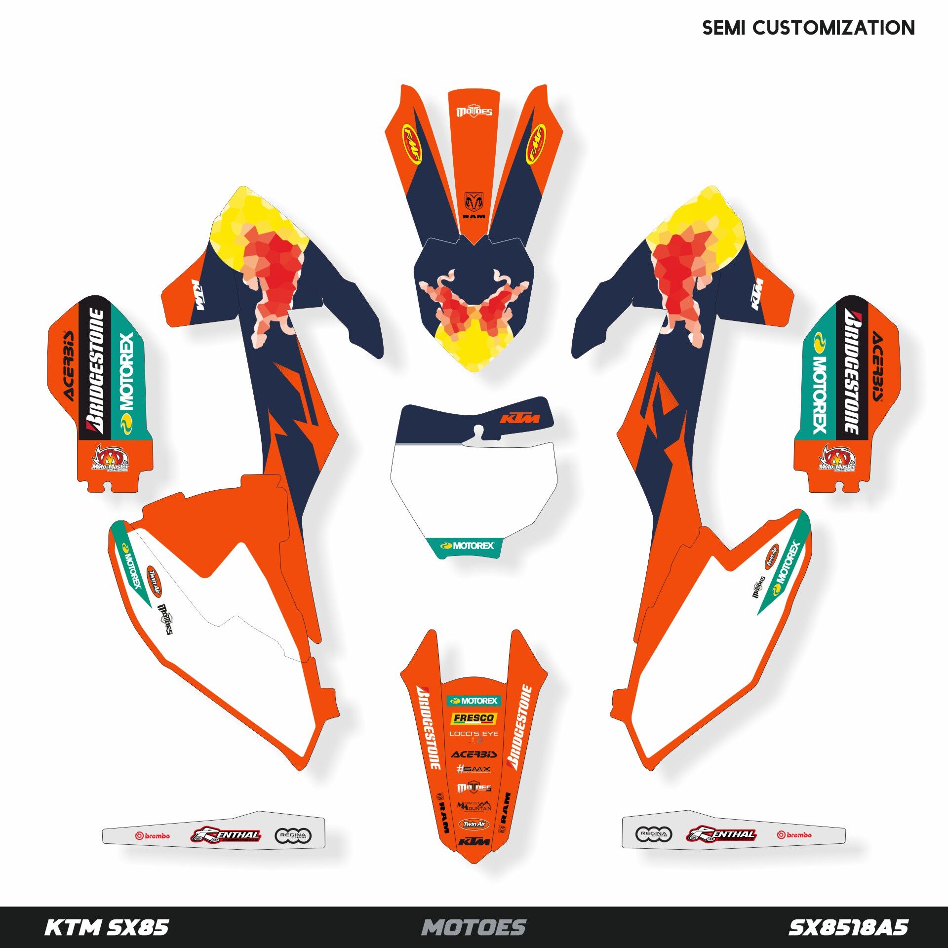 KTM SX85 Modeli İçin Grafik Kiti SX85 2018-2024 - Standart Matte