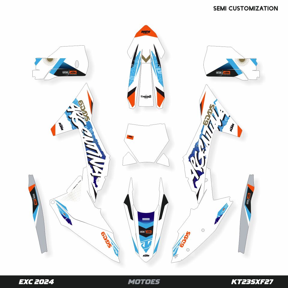KTM Modelleri için Grafik Kiti - Argentine Edge SX/SX-F/XC/XC-F 2019-2022 - Standart Mat