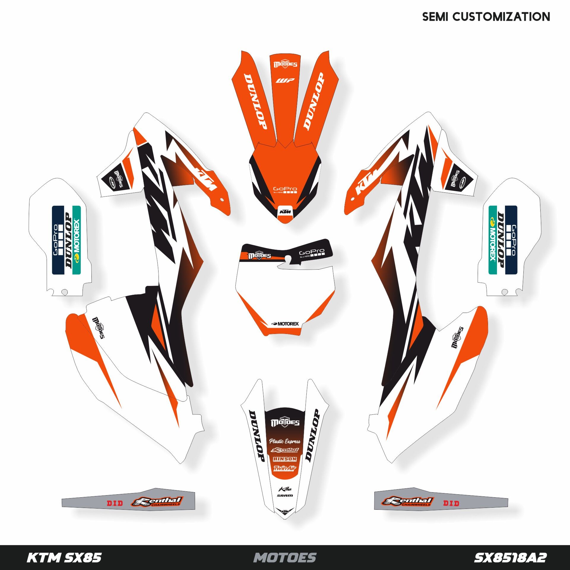 KTM SX85 Modeli İçin Grafik Kiti SX85 2025-2026 - Standart Gloss