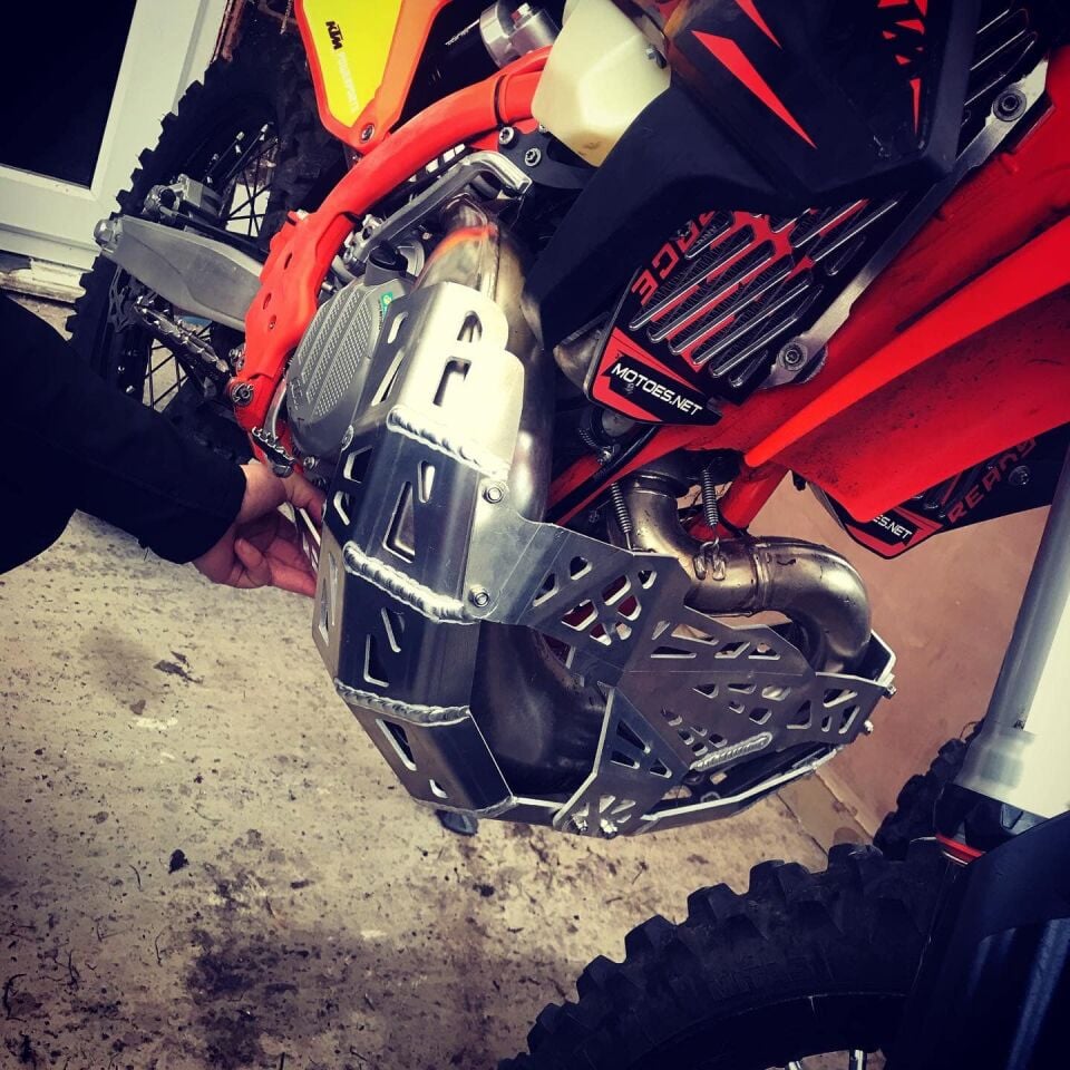 KTM-Husqvarna TE-TPI 2017-2019 Egzoz Korumalı Karter Koruma Link Guard Including - #cccac9:SILVER (natural)