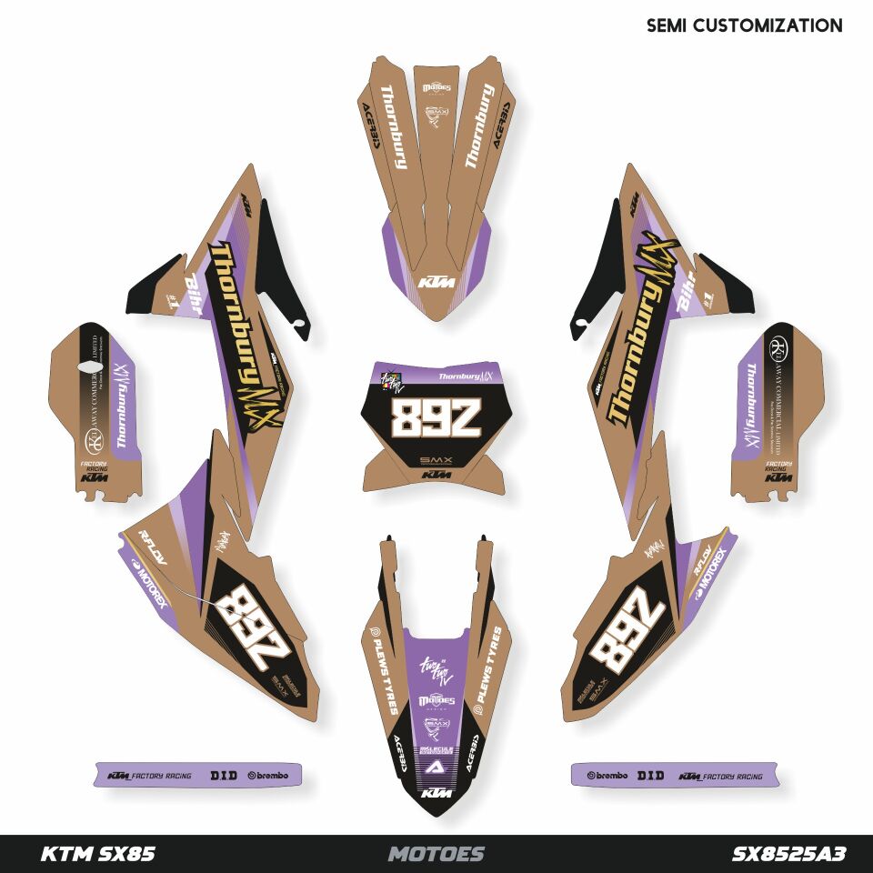 KTM SX85 Modeli için Grafik Kiti SX65 2024-2026 - Standart Gloss