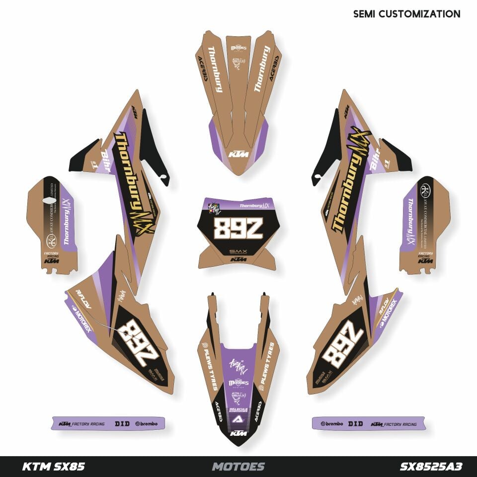 KTM SX85 Modeli için Grafik Kiti SX65 2016-2023 - Standart Gloss