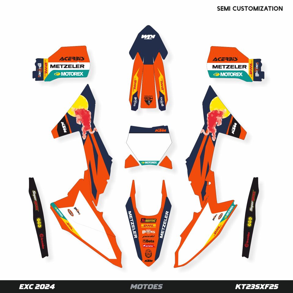 KTM Modelleri için Grafik Kiti EXC/EXC-F/XCW/XCW-F 2026 - Standart Mat - Seçenek 4