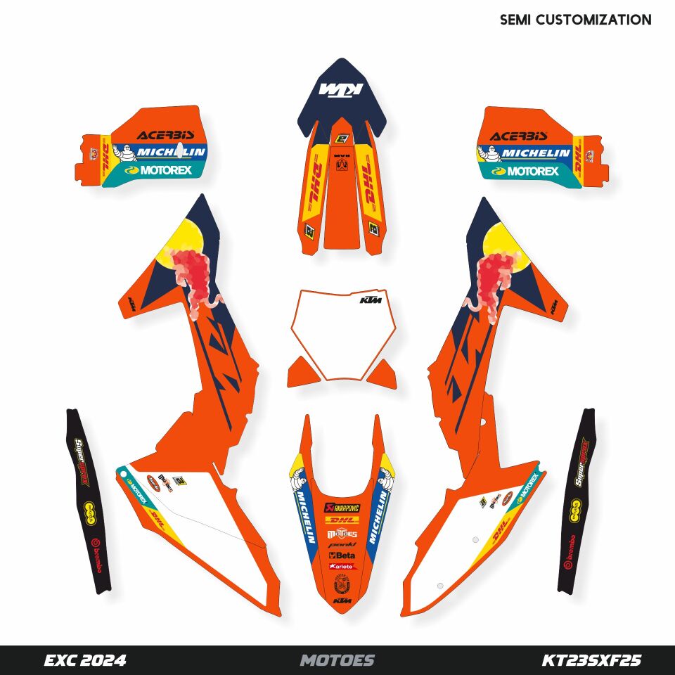 KTM Modelleri için Grafik Kiti EXC/EXC-F/XCW/XCW-F 2026 - Standart Mat - Seçenek 4