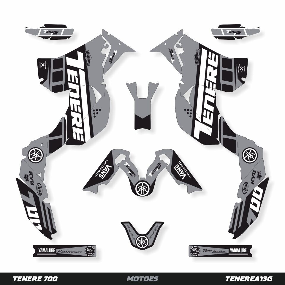 YAMAHA TENERE 700 İÇİN GRAFİK SETİ Tenere 700 World Raid - 2020 - Standart Gloss - #9c9c9c:GREY