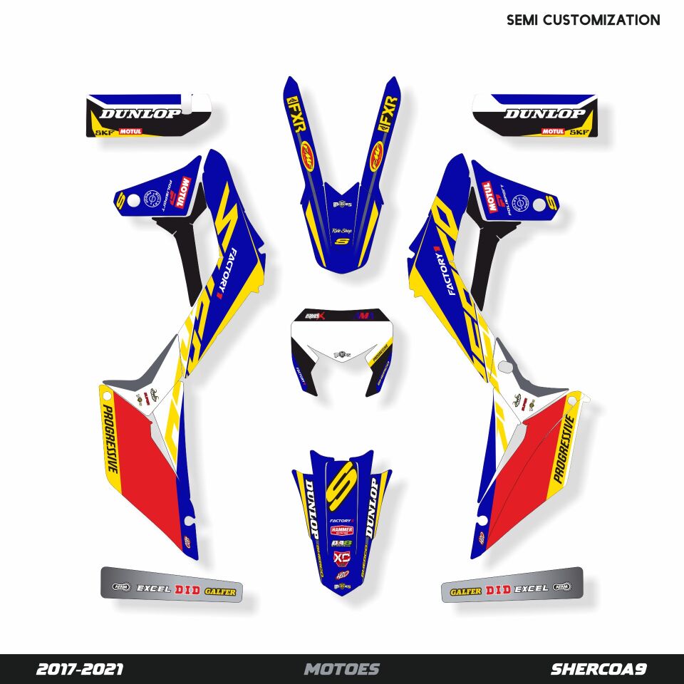 Sherco Modelleri için Grafik Kiti SE-SEF 2013-2016 - Standart Parlaklık