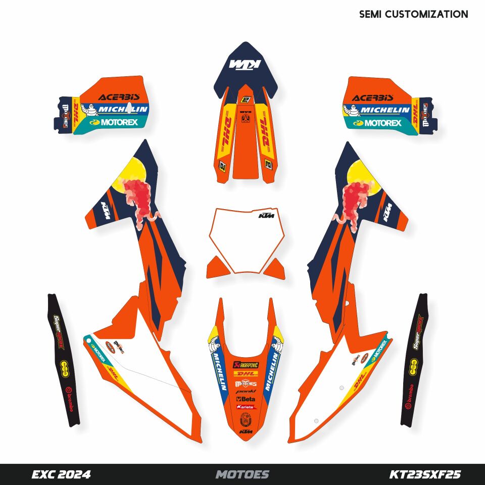 KTM Modelleri için Grafik Kiti SX/SX-F/XC/XC-F 2023-2024 - Standart Parlaklık - Seçenek 3