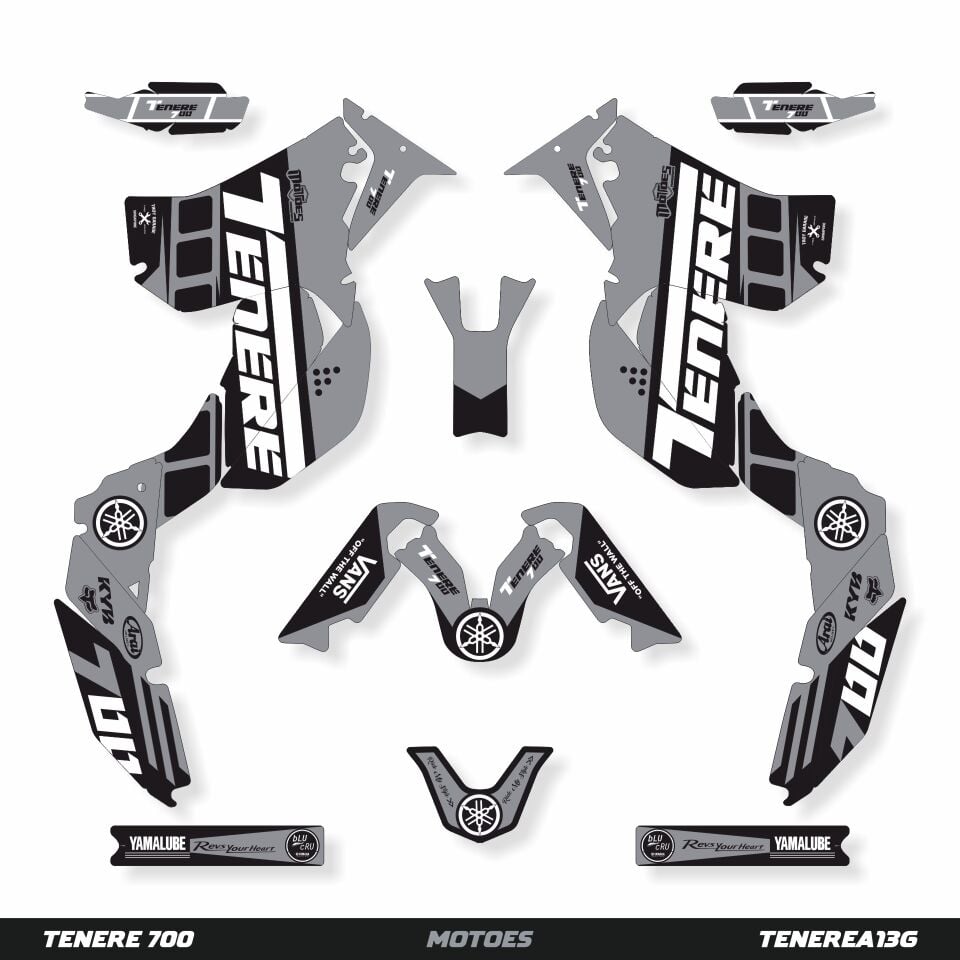 YAMAHA TENERE 700 İÇİN GRAFİK SETİ Tenere 700 World Raid - 2022 - Standart Gloss - #9c9c9c:GREY