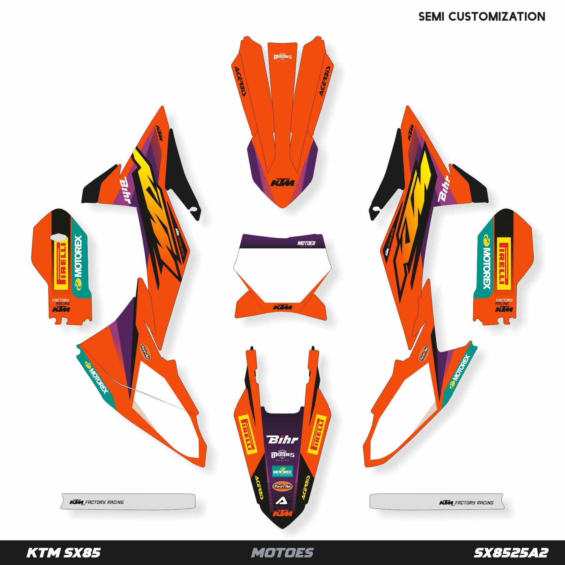 KTM SX85 Modeli Grafik Kiti SX85 2013-2017 - Standart Matte