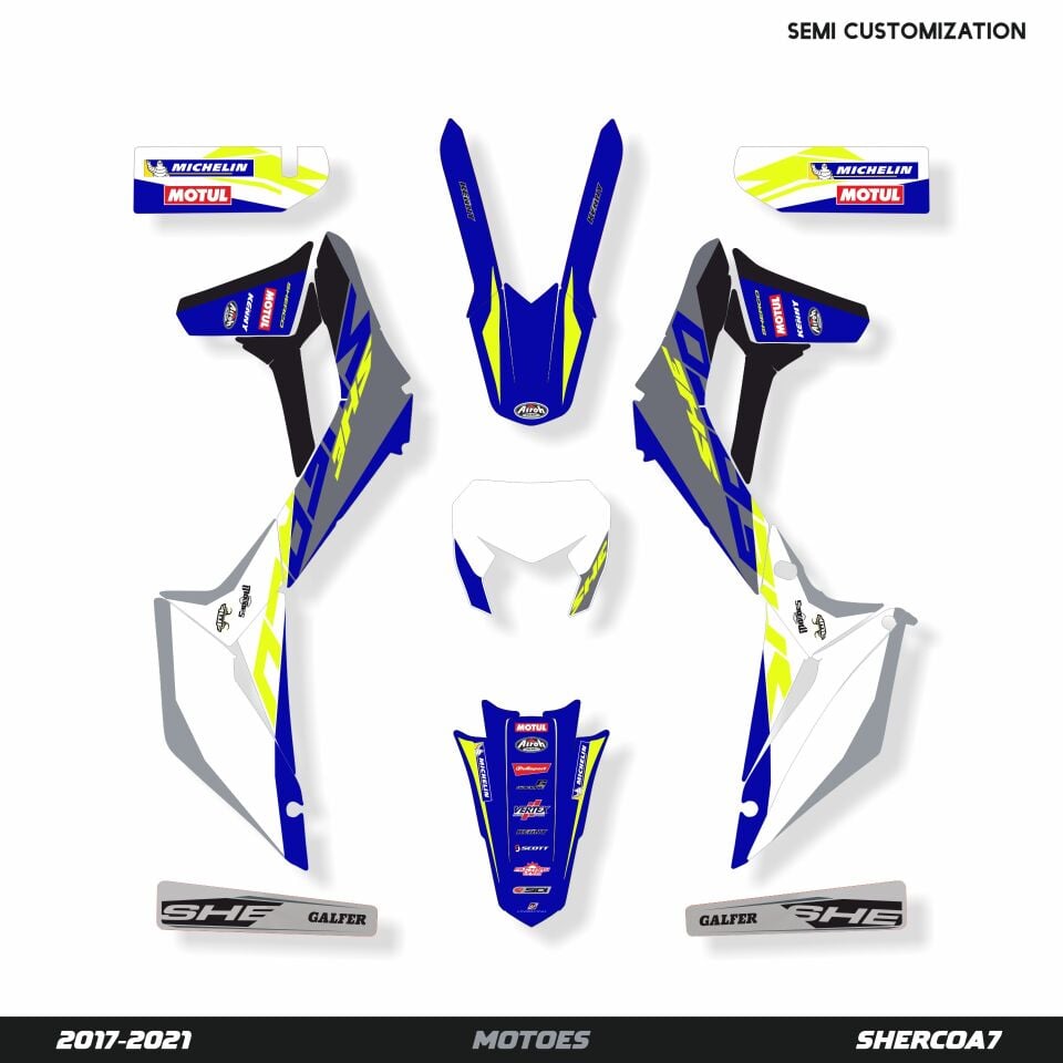 Sherco Modelleri için Grafik Kiti SE-SEF 2013-2016 - Standart Parlaklık