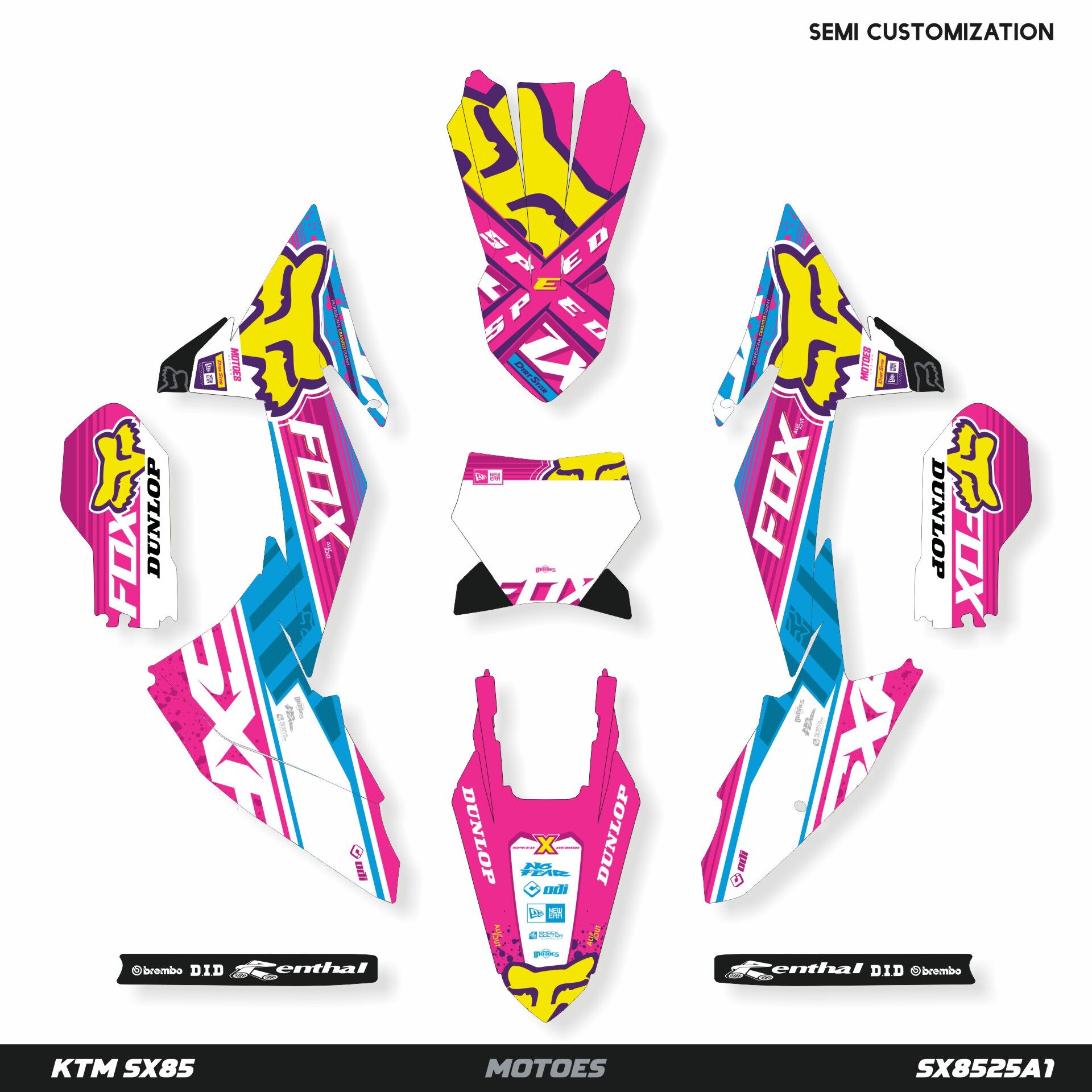 KTM SX85 Modeli için Grafik Kiti SX50 2024-2025 - Standart Matte