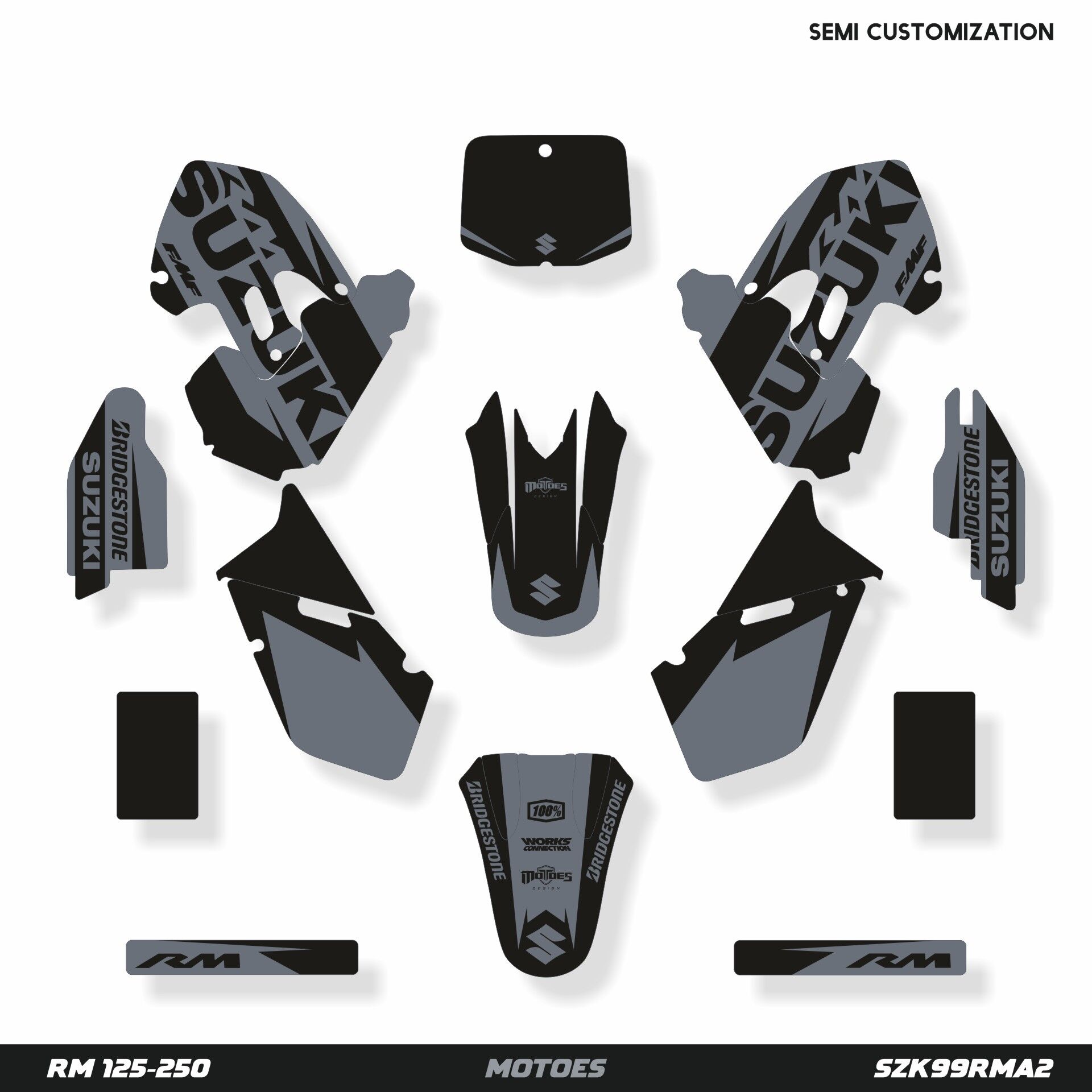 Suzuki RM Modelleri için Grafik Kiti RM 250 1999-2000 - Standart Matte