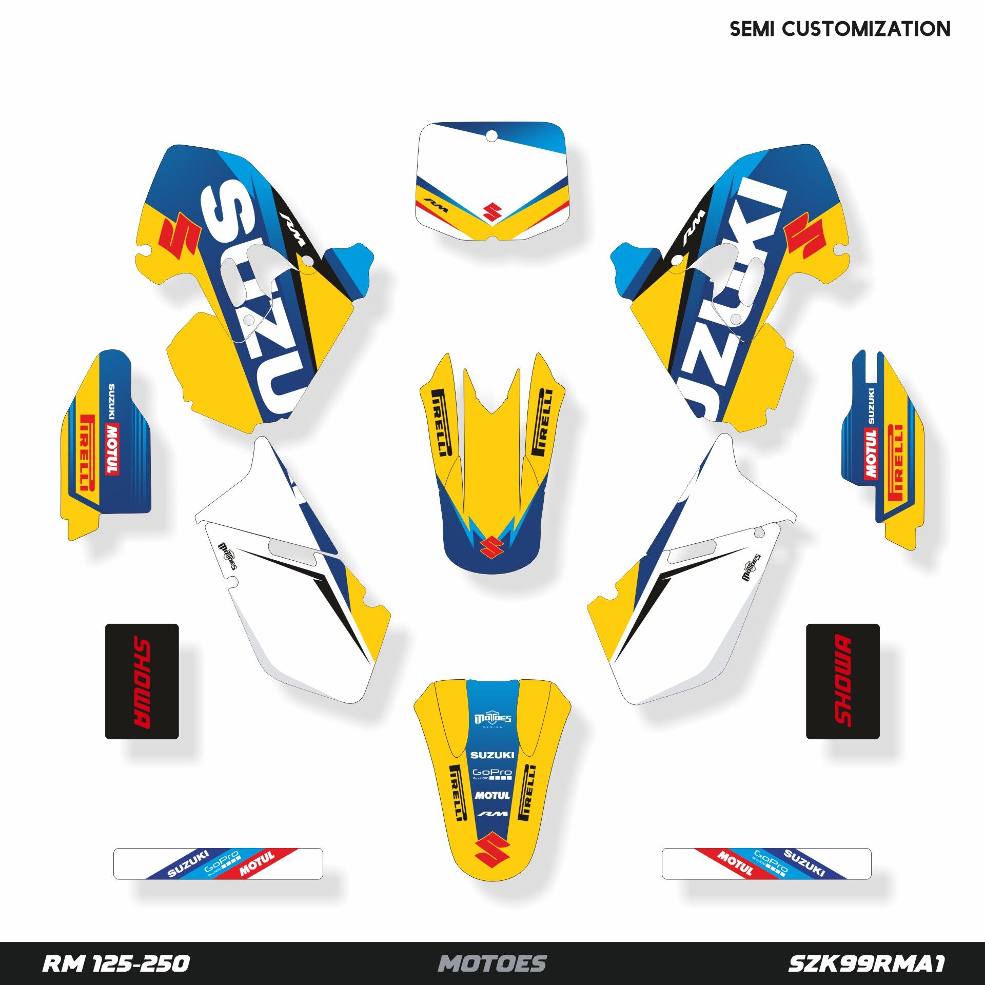 Suzuki RM Modelleri için Grafik Kiti RM 250 1999-2000 - Standart Gloss