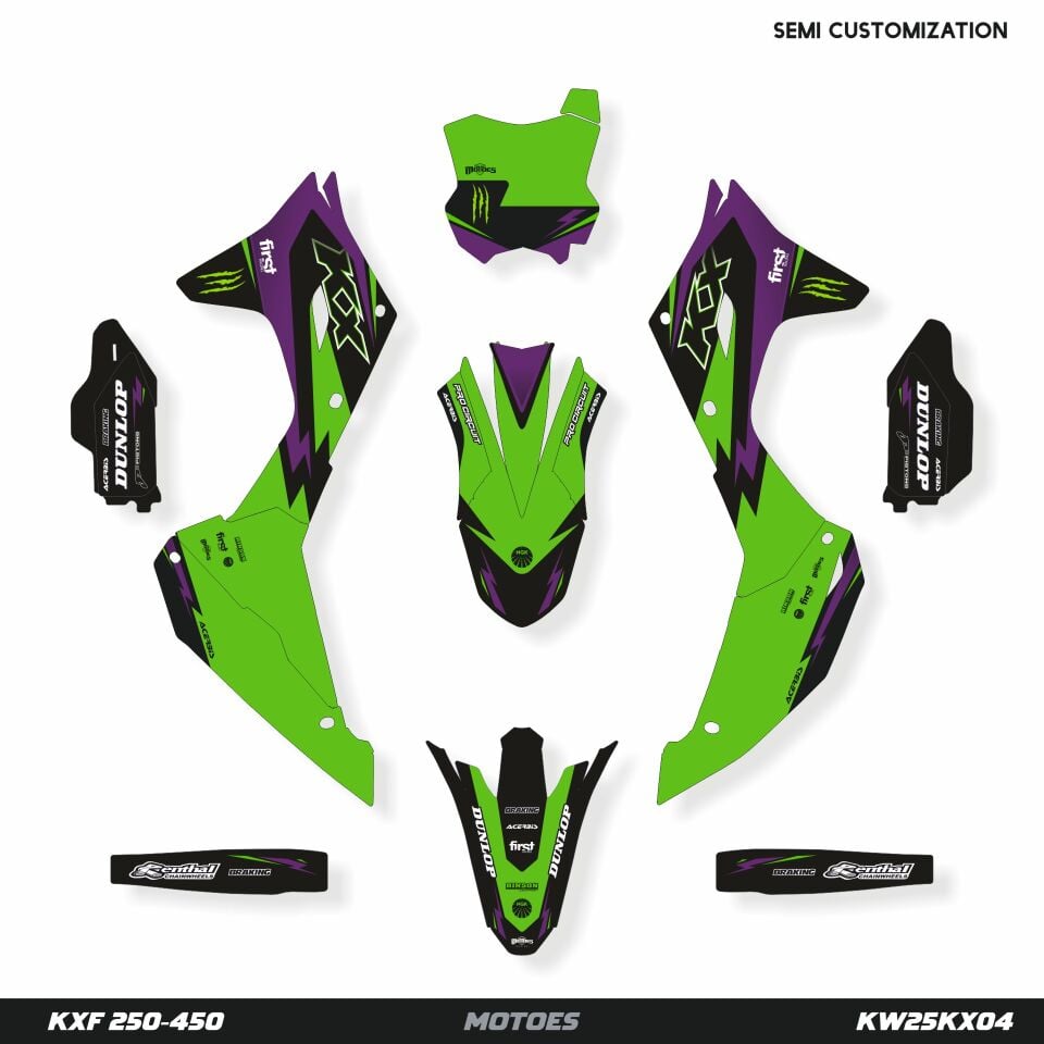 Kawasaki KXF Modelleri İçin Grafik Kiti KXF 250 2004-2005 - Standart Gloss