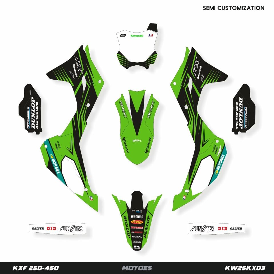 Kawasaki KXF Modelleri için Grafik Kiti KXF 450 2019-2023 - Standart Matte