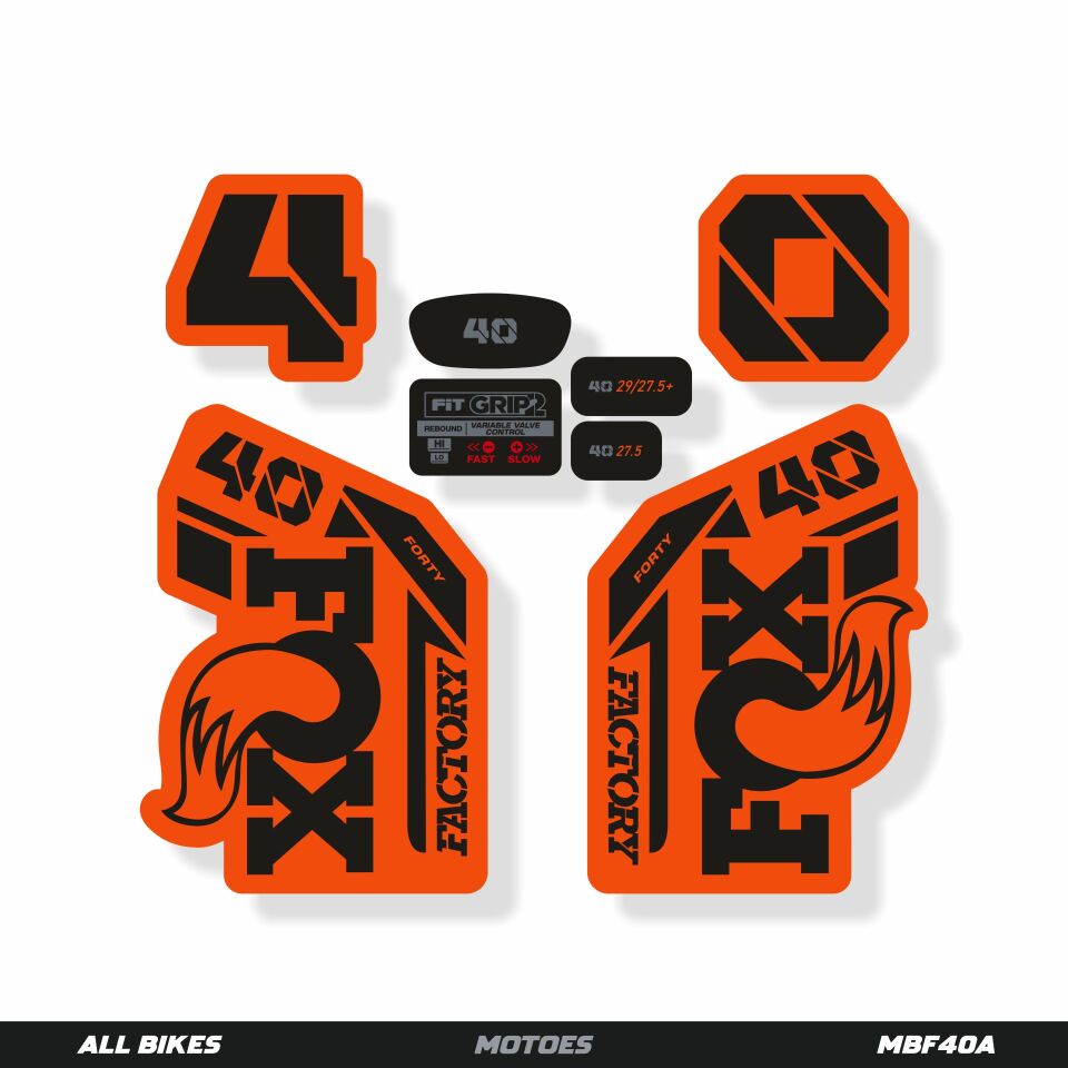 MOTOES MTB ÇATAL ÇIKARTMA SETİ FOX 40 Orange