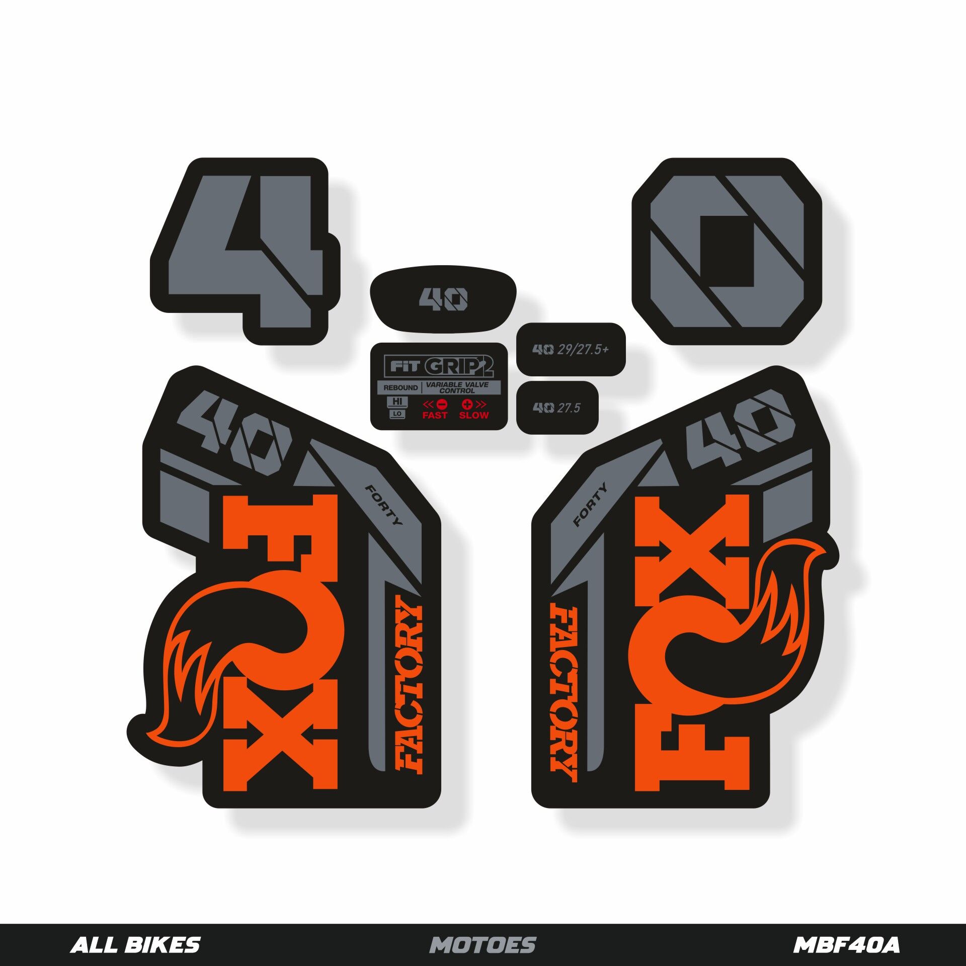 MOTOES MTB ÇATAL ÇIKARTMA SETİ FOX 40 Orange
