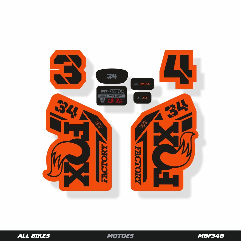 MOTOES MTB ÇATAL ÇIKARTMA SETİ FOX 34 Orange