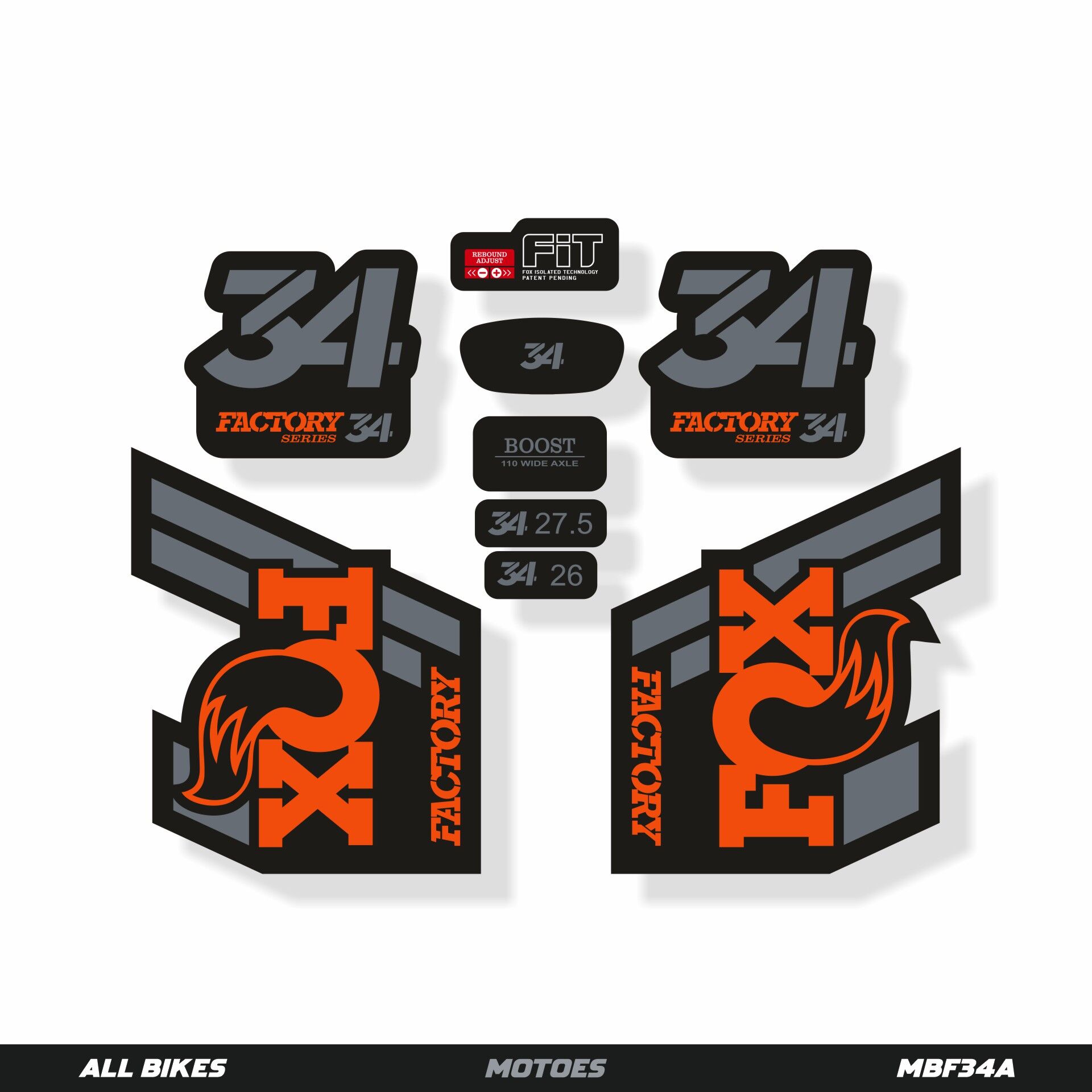 MOTOES MTB ÇATAL ÇIKARTMA SETİ FOX 34 Bronze