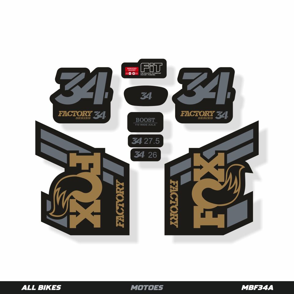 MOTOES MTB ÇATAL ÇIKARTMA SETİ FOX 34 Bronze