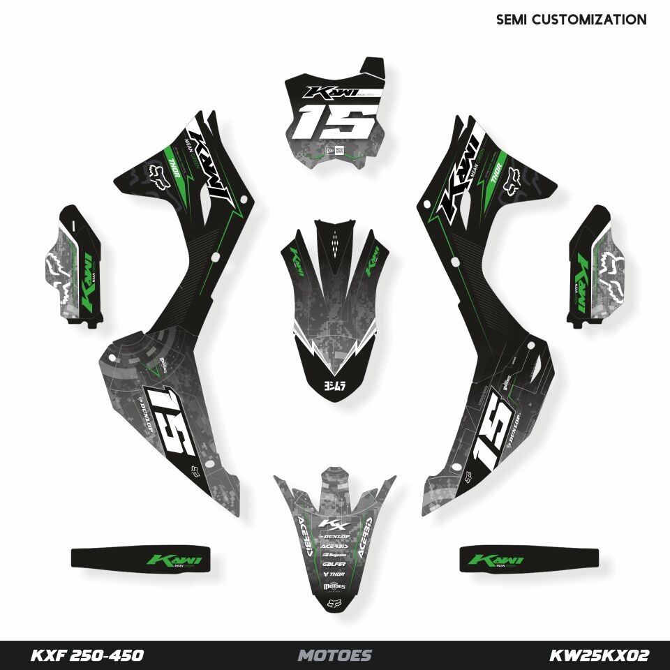 Kawasaki KXF Modelleri için Grafik Kiti KXF 250 2013-2016 - Standart Gloss