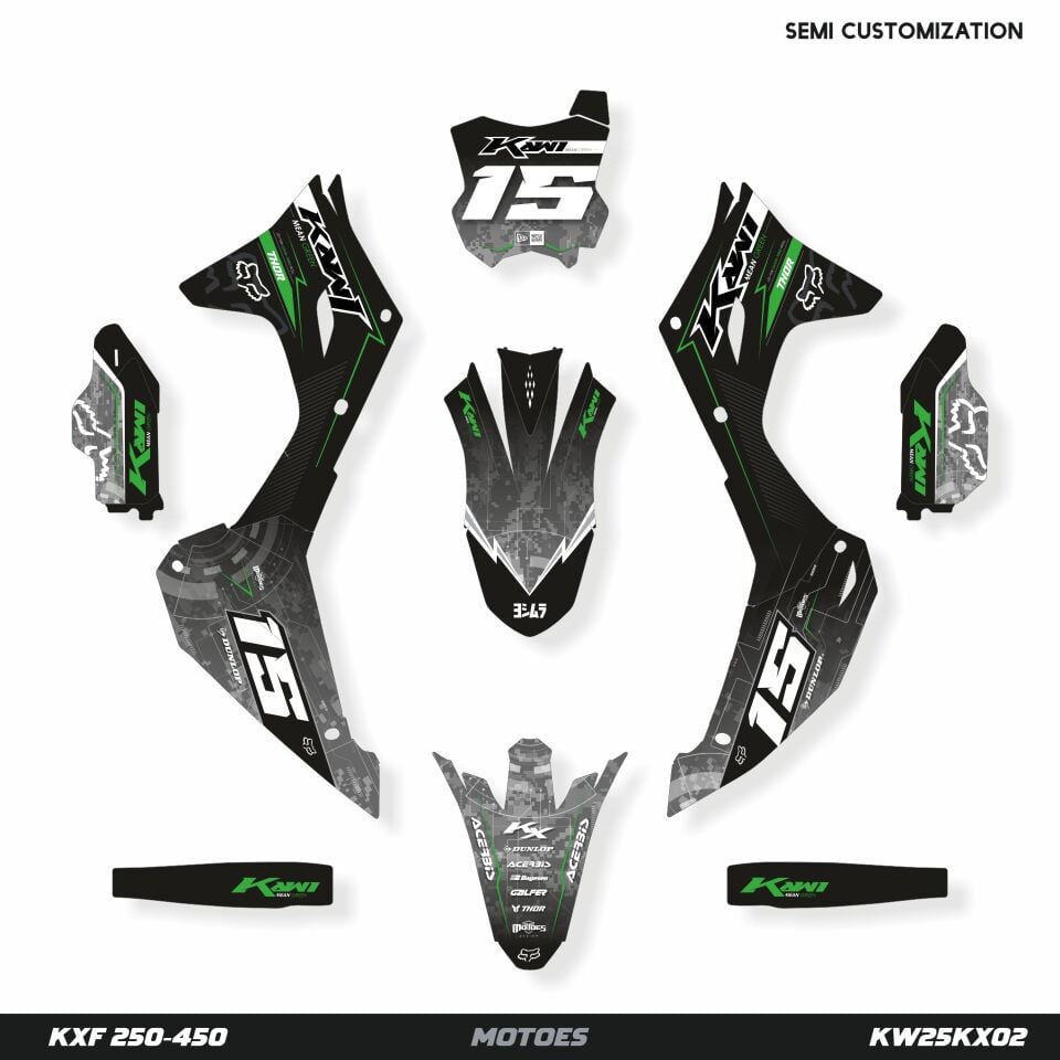 Kawasaki KXF Modelleri için Grafik Kiti KXF 250 2006-2008 - Standart Matte