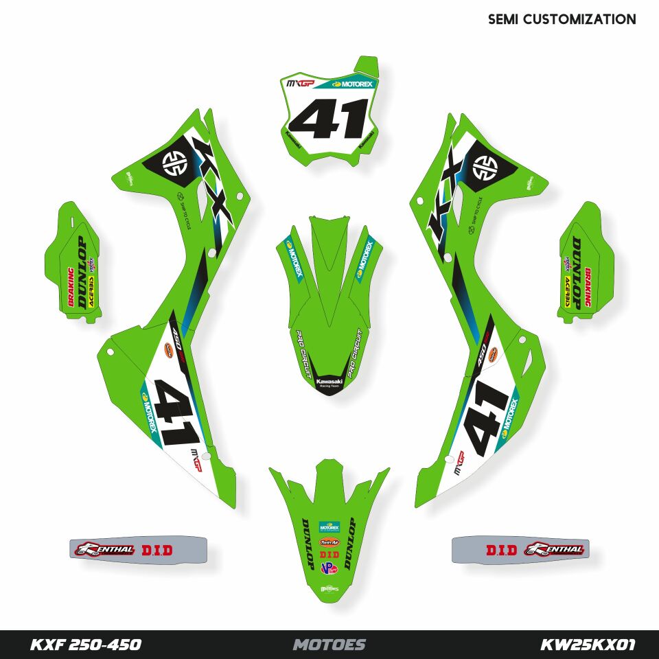 Kawasaki KXF Modelleri İçin Grafik Kiti KXF 250 2025-2026 - Standart Gloss