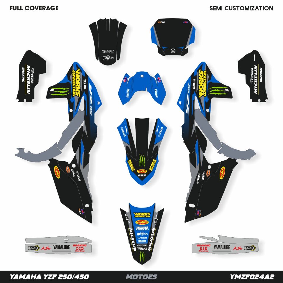 Yamaha YZ Modelleri İçin Grafik Kiti YZF 250 2019-2023 - Standart Gloss - Half Coverage