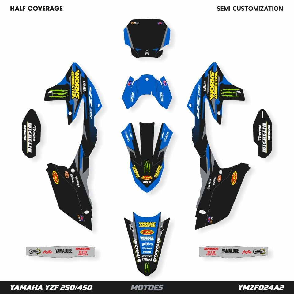 Yamaha YZ Modelleri İçin Grafik Kiti YZF 250 2010-2013 - Standart Gloss - Full Coverage