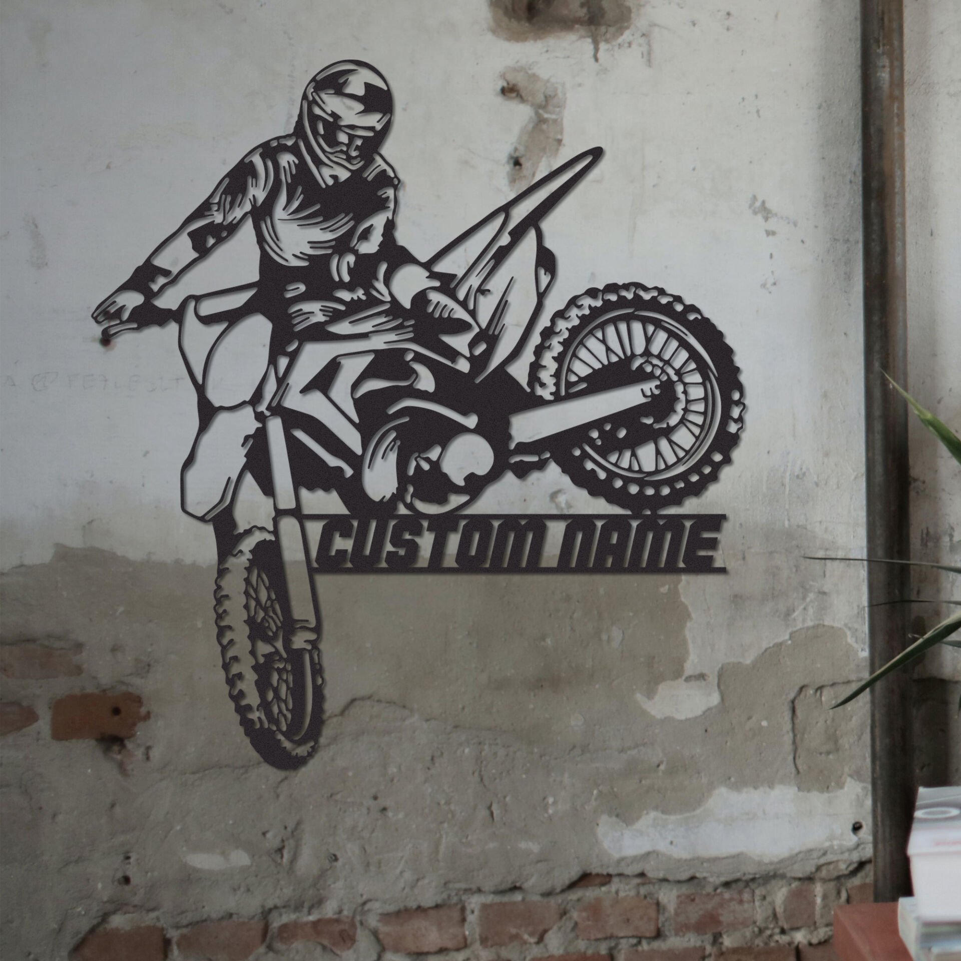 Custom Motocross - Enduro Metal Wall Decor Gri
