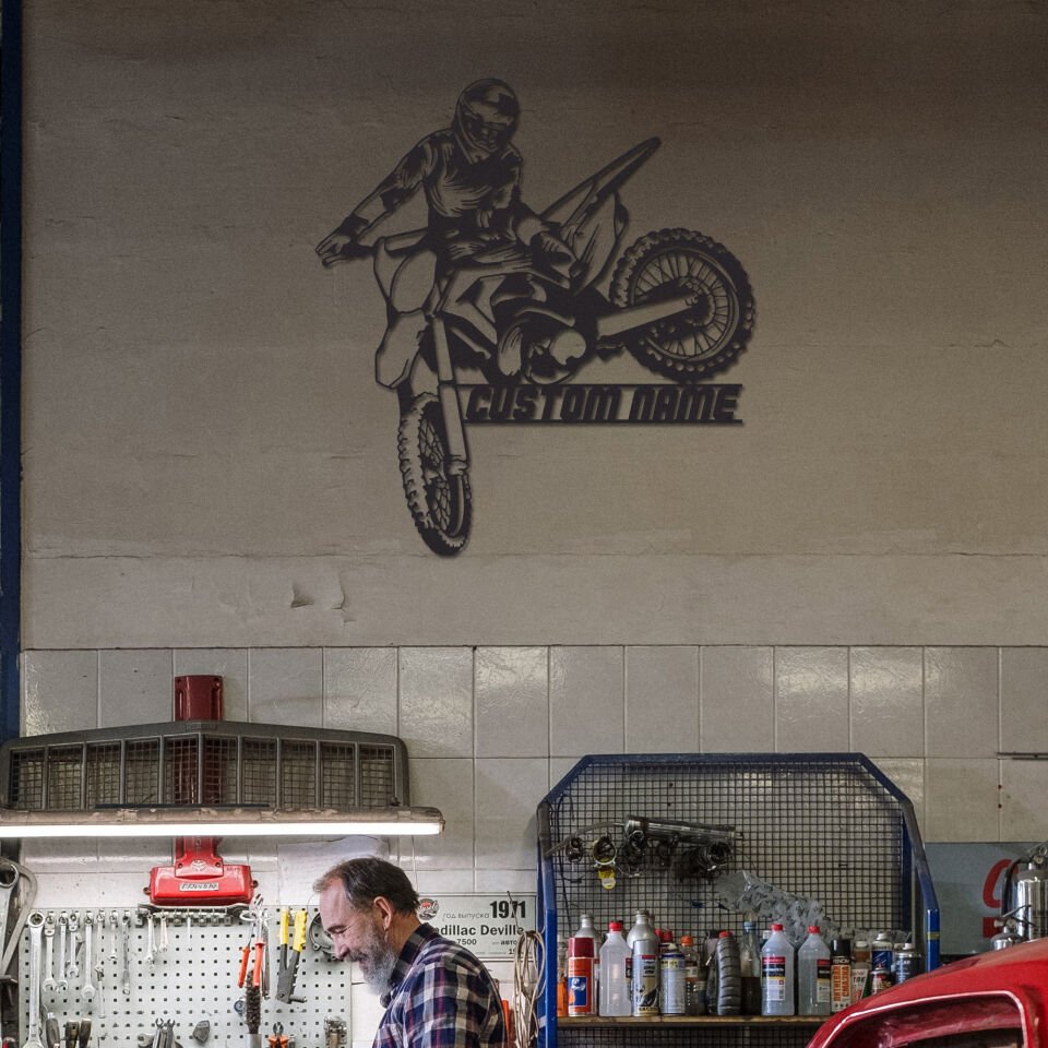 Custom Motocross - Enduro Metal Wall Decor Gri