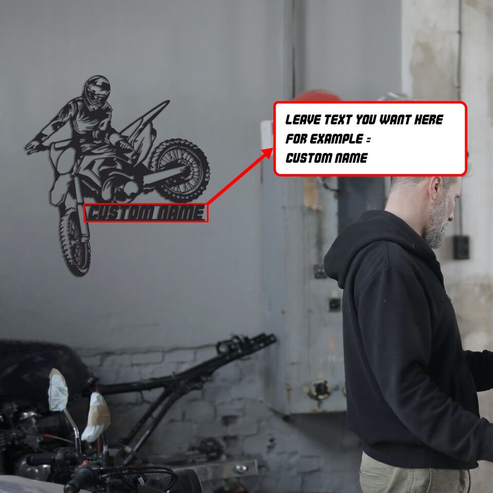 Custom Motocross - Enduro Metal Wall Decor BEYAZ