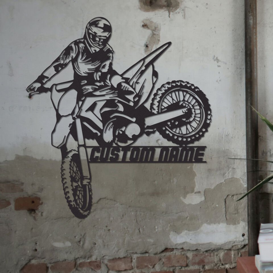 Custom Motocross - Enduro Metal Wall Decor BEYAZ