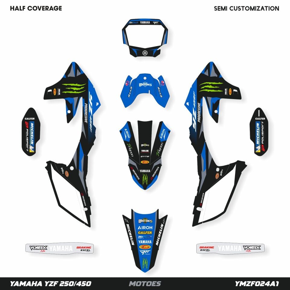 Yamaha YZ Modelleri İçin Grafik Kiti YZF 250 2019-2023 - Standart Gloss - Full Coverage