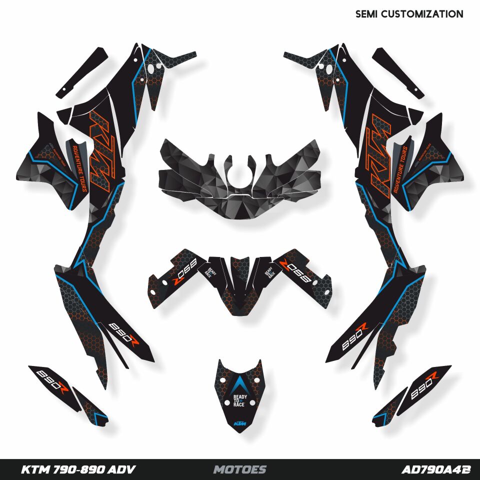 KTM ADV Modelleri için Grafik Kiti 890 Enduro Adventure S 2019-2022 - Standart Gloss - #0000ff:BLUE