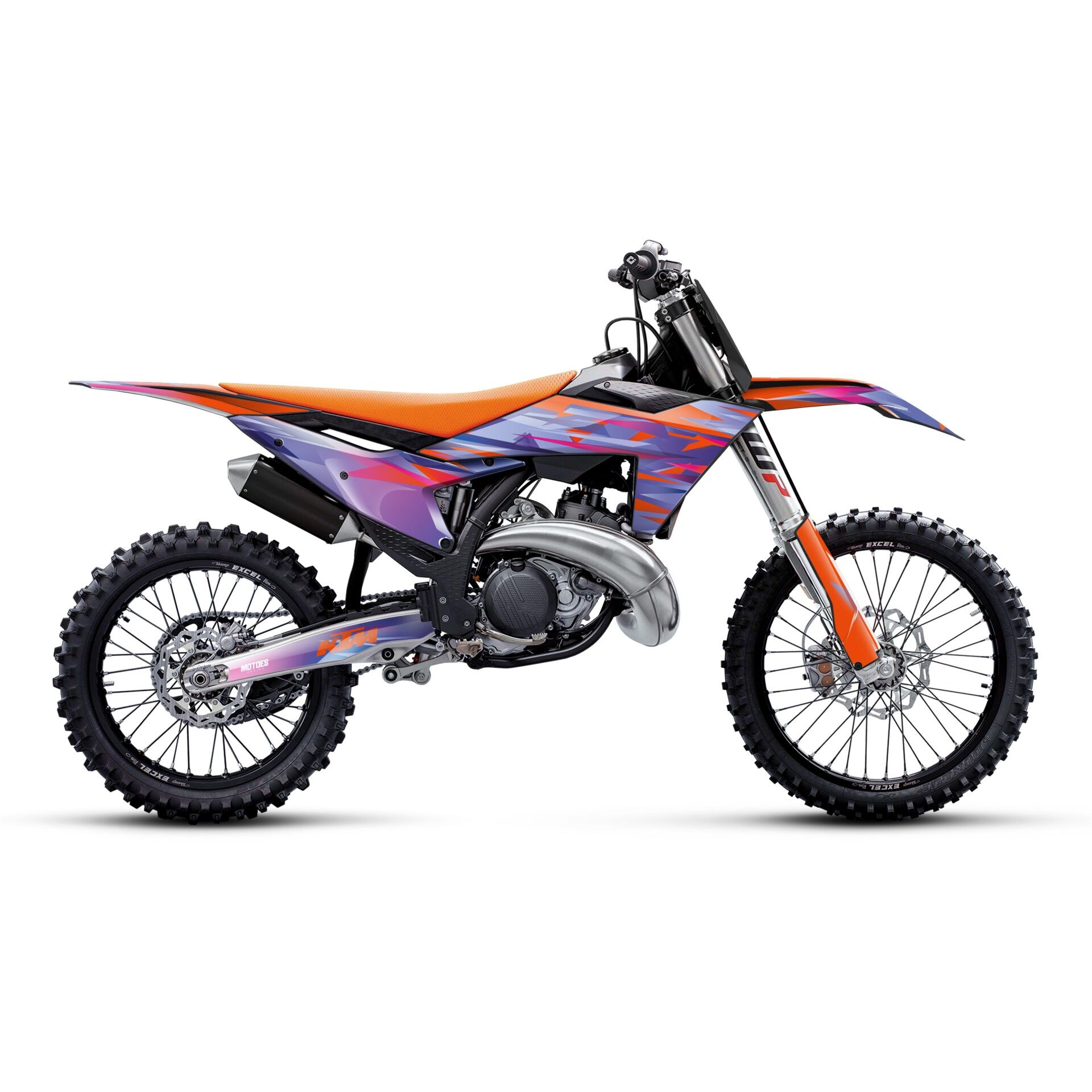 KTM Modelleri için Grafik Kiti - Purple Blossom EXC/EXC-F/XCW/XCW-F 2024-2025 - Standart Parlaklık