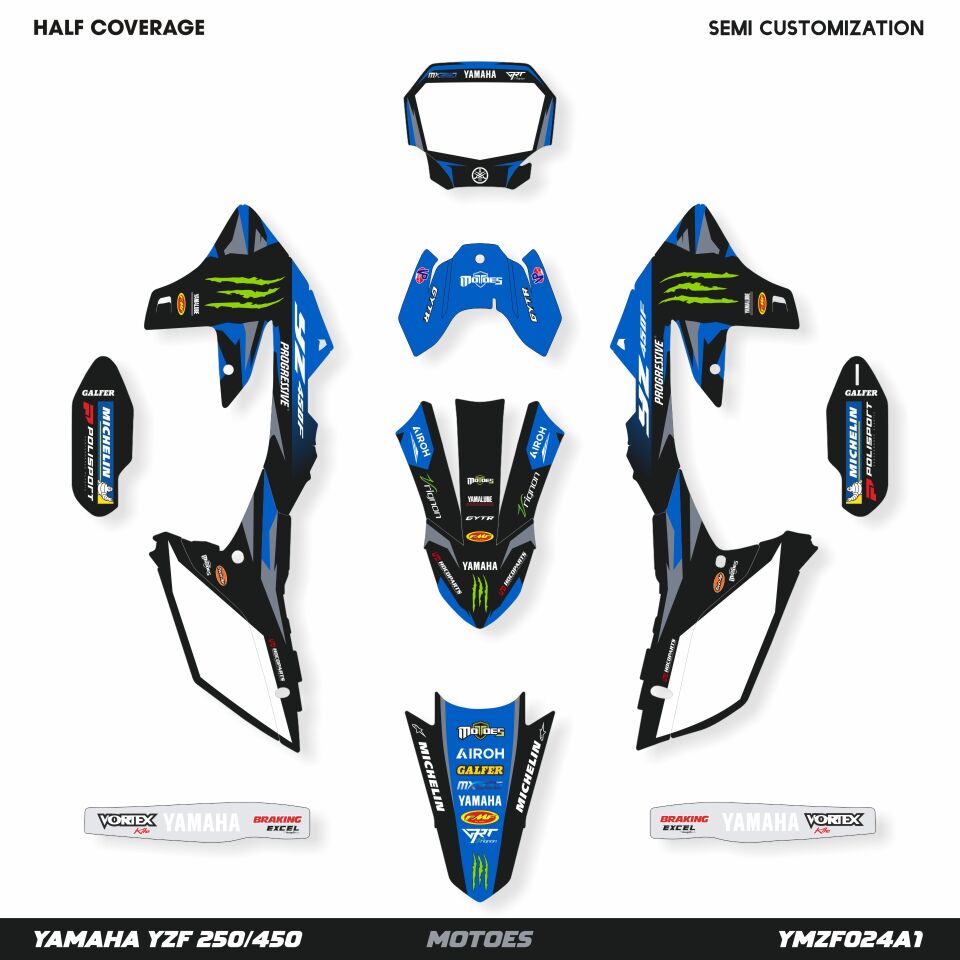 Yamaha YZ Modelleri İçin Grafik Kiti YZ 65 2018-2024 - Standart Matte - Half Coverage