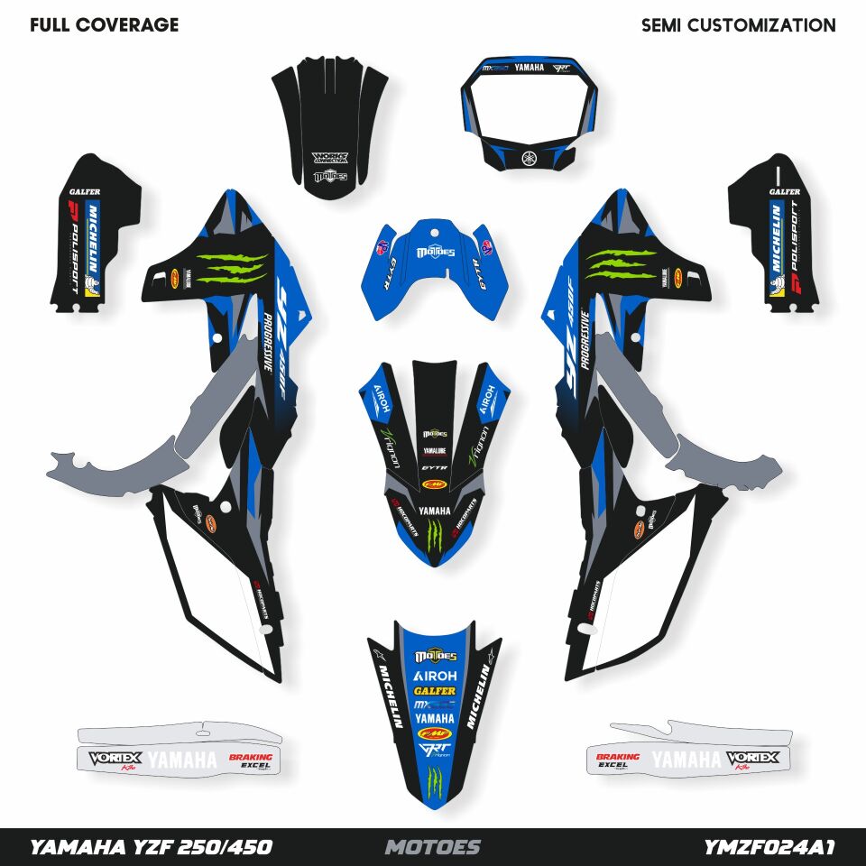 Yamaha YZ Modelleri İçin Grafik Kiti YZ 125 2022-2026 - Standart Matte - Half Coverage