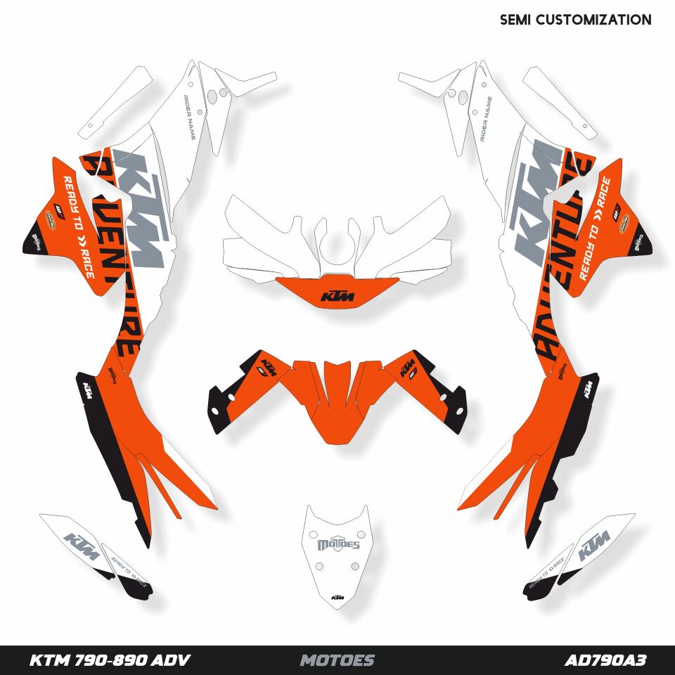 KTM ADV Modelleri için Grafik Kiti 1290 Super Adventure S 2021-2024 - Standart Gloss - BEYAZ
