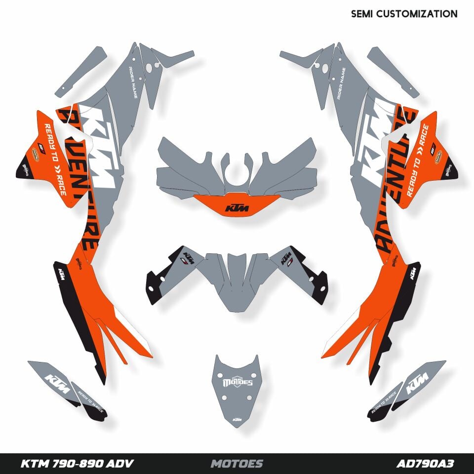 KTM ADV Modelleri için Grafik Kiti 890 Enduro Adventure S 2019-2022 - Standart Matte - #9c9c9c:GREY