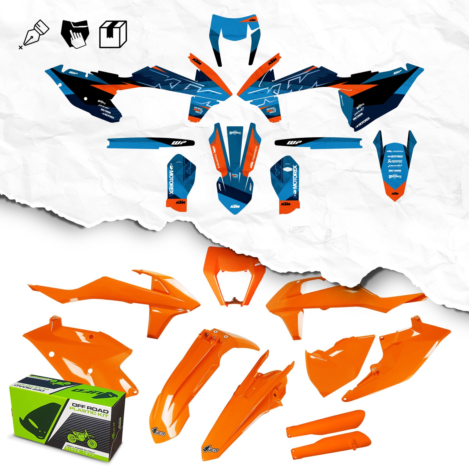 KTM 2017-2019 MONTAJA HAZIR ETİKETLERİ YAPIŞTIRILMIŞ PLASTİK SETİ Standart - Matte - Orange