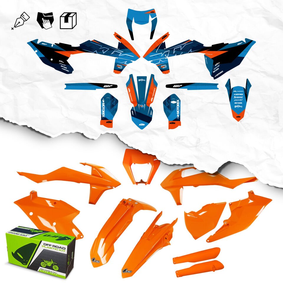 KTM 2017-2019 MONTAJA HAZIR ETİKETLERİ YAPIŞTIRILMIŞ PLASTİK SETİ Standart - Matte - Orange