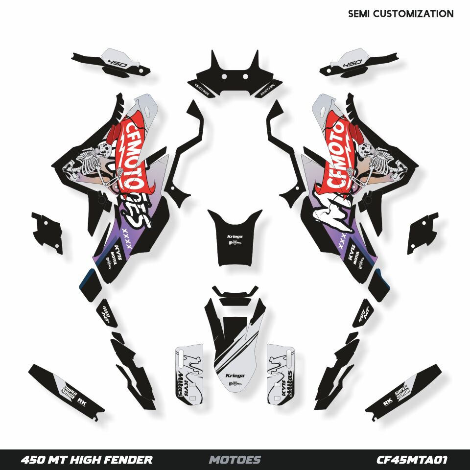 CF MOTO Modelleri İçin Grafik Kiti 450 MT Low Fender - Standart Parlaklık